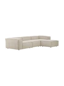 Sofá rinconera modular de pana Lennon (4 plazas), Tapizado: pana (92% poliéster, 8% p, Estructura: madera de pino maciza, ma, Patas: plástico, Pana beige, An 327 x F 207 cm