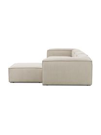 Sofá rinconera modular de pana Lennon (4 plazas), Tapizado: pana (92% poliéster, 8% p, Estructura: madera de pino maciza, ma, Patas: plástico, Pana beige, An 327 x F 207 cm