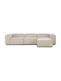 Modulares Sofa Lennon (4-Sitzer) mit Hocker in Beige aus Cord, Bezug: Cord (92% Polyester, 8% P, Gestell: Massives Kiefernholz, FSC, Füße: Kunststoff, Cord Beige, B 327 x T 207 cm