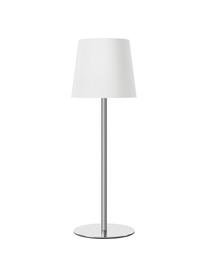 Dimbare tafellamp Fausta met USB-aansluiting, Lampenkap: kunststof, Lampvoet: gecoat metaal, Zilverkleurig, wit, Ø 13 x H 37 cm
