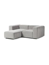 Modulaire bank Lena (3-zits) met kruk, Bekleding: geweven stof (88% polyest, Frame: grenenhout, multiplex, ha, Poten: kunststof, Geweven stof zilvergrijs, B 209 x D 181 cm