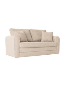 Sofa rozkładana Lido (2-osobowa), Tapicerka: poliester imitujący len D, Nogi: tworzywo sztuczne, Jasnobeżowa tkanina, S 158 x G 69 cm