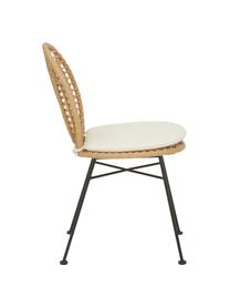 Polyrattan-Stühle Cordula mit Sitzkissen, 2 Stück, Sitzfläche: Polyethylen-Geflecht, Gestell: Metall, pulverbeschichtet, Sitzkissen: 100% Polyester, Hellbraun, Schwarz, B 48 x T 57 cm