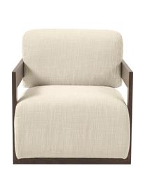 Poltroncina Cooper, Rivestimento: 97% poliestere, 3% lino I, Struttura: legno di frassino massicc, Gambe: legno di quercia, Tessuto bianco crema, Larg. 71 x Prof. 98 cm