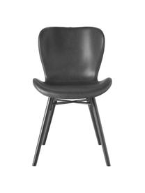 Kunstleren stoelen Batilda, 2 stuks, Bekleding: kunstleer (polyurethaan) , Poten: rubberhout, gelakt, Kunstleer zwart, zwart, B 47 x D 53 cm