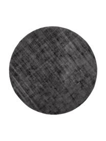 Alfombra redonda artesanal de viscosa Jane, Parte superior: 100% viscosa, Reverso: 100% algodón, Gris antracita-negro, Ø 150 cm (Tamaño M)