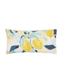 Funda de almohada doble cara de satín Garda, 2 uds, Blanco, amarillo, azul, An 40 x L 80 cm