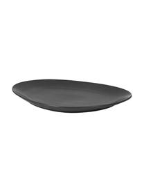 Plato llano con forma orgánica Limfjord, Gres, Gris antracita, L 33 x An 23 cm