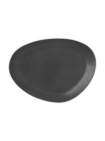 Plato llano con forma orgánica Limfjord, Gres, Gris antracita, L 33 x An 23 cm