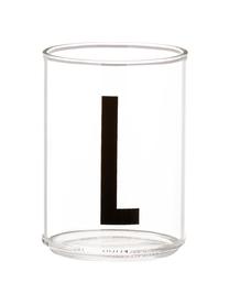 Bicchiere di design in vetro con lettera Personal (varianti dalla A alla Z), Vetro borosilicato, Trasparente, nero, Bicchiere per l'acqua F, 300 ml