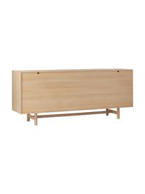 Sideboard Diana aus Eichenholz mit Türen, Korpus: Spanplatte mit Eichenholz, Beine: Massives Eichenholz, FSC-, Griffe: Aluminiumlegierung, Holz, B 180 x H 75 cm