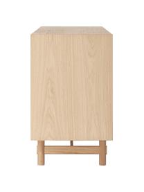 Sideboard Diana aus Eichenholz mit Türen, Korpus: Spanplatte mit Eichenholz, Beine: Massives Eichenholz, FSC-, Griffe: Aluminiumlegierung, Holz, B 180 x H 75 cm