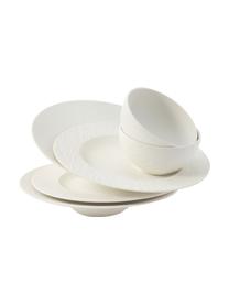 Vajilla de porcelana Rock, 2 comensales (6 pzas.), Porcelana, Blanco, Set de diferentes tamaños