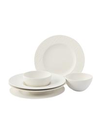 Vajilla de porcelana Rock, 2 comensales (6 pzas.), Porcelana, Blanco, Set de diferentes tamaños