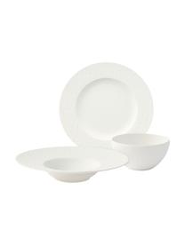 Vajilla de porcelana Rock, 2 comensales (6 pzas.), Porcelana, Blanco, Set de diferentes tamaños