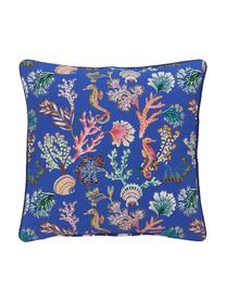 Dubbelzijdige kussenhoes Marina van biokatoen, 100% biokatoen, GOTS-gecertificeerd, Blauwtinten, B 45 x L 45 cm
