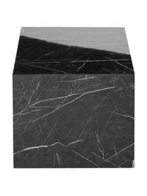 Tavolino da salotto effetto marmo Lesley, Pannello di fibra a media densità (MDF) rivestito con foglio di melamina, Effetto marmo nero, lucido, Larg. 90 x Prof. 50 cm