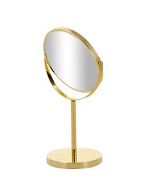 Runder Kosmetikspiegel Classic mit Vergrößerung und Metallsockel, Rahmen: Metall, beschichtet, Spiegelfläche: Spiegelglas, Goldfarben, Ø 20 x H 35 cm