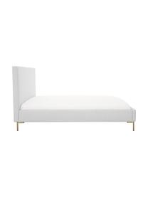 Letto imbottito Peace, Rivestimento: poliestere (tessuto testu, Piedini: metallo verniciato a polv, Tessuto grigio chiaro, Larg. 180 x Lung. 200 cm