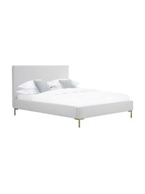 Letto imbottito Peace, Rivestimento: poliestere (tessuto testu, Piedini: metallo verniciato a polv, Tessuto grigio chiaro, Larg. 180 x Lung. 200 cm