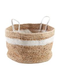 Skladovací koš z juty Saht, Hnědá, bílá, Ø 40 cm, V 30 cm