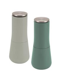 Designer Salz- & Pfeffermühle Milltop, 2er-Set, Korpus: Kunststoff, Mahlwerk: Keramik, Deckel: rostfreier Stahl, Grüntöne, Ø 7 x H 17 cm