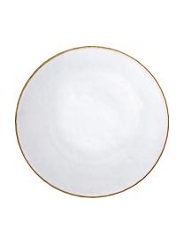 Assiettes plates en verre Orphee, 2 pièces, Verre, Transparent avec bordure dorée, Ø 28 cm