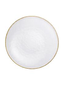 Assiettes plates en verre Orphee, 2 pièces, Verre, Transparent avec bordure dorée, Ø 28 cm