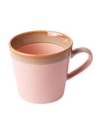 Handgemaakte mokken 70's in retro stijl, 4 stuks, Keramiek, Roze, beige, Ø 12 x H 9 cm, 300 ml