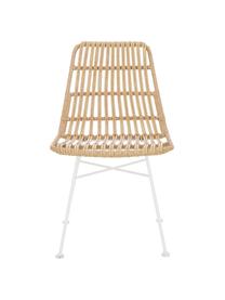 Sedia intrecciata Costa 2 pz, Seduta: intreccio in polietilene, Struttura: metallo verniciato a polv, Marrone chiaro, bianco, Larg. 47 x Prof. 61 cm