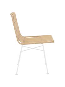 Sedia intrecciata Costa 2 pz, Seduta: intreccio in polietilene, Struttura: metallo verniciato a polv, Marrone chiaro, bianco, Larg. 47 x Prof. 61 cm