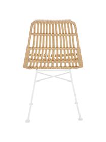 Polyrotan stoelen Costa, 2 stuks, Zitvlak: polyethyleen-vlechtwerk, Frame: gepoedercoat metaal, Lichtbruin, wit, B 47 x D 61 cm