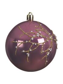 Breukvaste kerstballen Vio Ø 8 cm, 4 stuks, Lila, goudkleurig, wit, Ø 8 cm