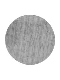 Rond viscose vloerkleed Jane in grijs, handgeweven, Bovenzijde: 100% viscose, Onderzijde: 100% katoen, Grijs, Ø 250 cm (Maat XL)