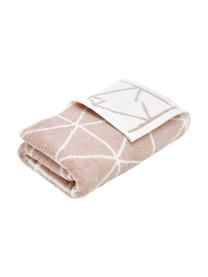 Dubbelzijdige handdoek Elina met grafisch patroon, Roze, crèmewit, Handdoek, B 50 x L 100 cm, 2 stuks