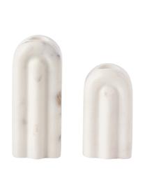 Set de candelabros de mármol Malie, 2 uds., Mármol, Mármol blanco, Set de diferentes tamaños
