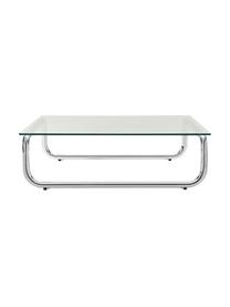 Mesa de centro Antigua, tablero de vidrio, Tablero: vidrio endurecido, Estructura: metal recubierto, Transparente, cromo, An 100 x F 100 cm