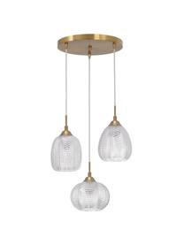 Cluster hanglamp Vario van gesatineerd glas, Lampenkap: gesatineerd glas, Baldakijn: gecoat aluminium, Messingkleurig, Ø 39 x H 24 cm
