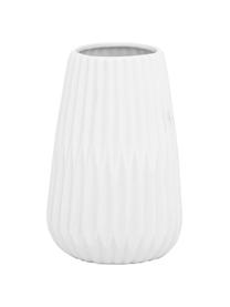 Komplet wazonów z porcelany z ryflowanym reliefem Esko, 2 elem., Porcelana, Biały, Komplet z różnymi rozmiarami