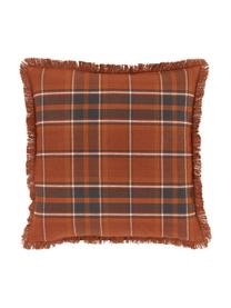 Poszewka na poduszkę z frędzlami Stirling, 100% bawełna, Terakota, S 45 x D 45 cm