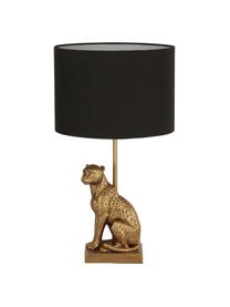 Design Tischlampe Leopard, Lampenschirm: Stoff, Lampenfuß: Polyresin, Schwarz, Goldfarben, Ø 24 x H 43 cm