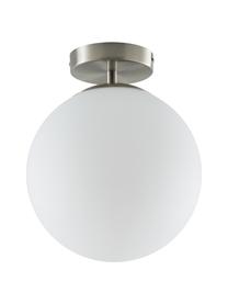 Lampada da soffitto piccola in vetro Hitch, Baldacchino: metallo nichelato, Paralume: vetro, Argentato, bianco, Ø 25 x Alt. 30 cm
