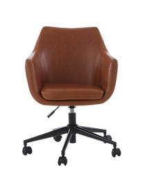 Krzesło biurowe ze sztucznej skóry Nora, obrotowe, Tapicerka: sztuczna skóra (poliureta, Nogi: metal malowany proszkowo, Skórzany koniakowy, S 58 x G 58 cm