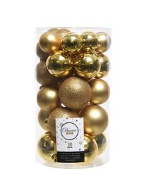 Boules de Noël incassables Mona, 30 élém., Couleur dorée, Lot de différentes tailles