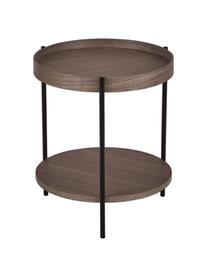 Mesa auxiliar de madera Renee, Tablero: fibras de densidad media , Estructura: metal con pintura en polv, Madera de nogal, Ø 44 x Al 49 cm