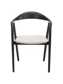 Holz-Armlehnstuhl Angelina mit Sitzpolster, Bezug: Polyester Der hochwertige, Gestell: Eschenholz, FSC-zertifizi, Webstoff Cremeweiß, Schwarz, B 57 x H 80 cm