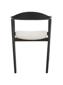 Houten fauteuil Angelina met zitkussen in zwart, Bekleding: polyester De slijtvaste b, Frame: essenhout, multiplex, Zwart, zitkussen beige, B 57 x H 80 cm