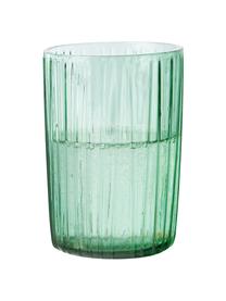 Bicchiere acqua verde con superficie scanalata Kusintha 4 pz, Vetro, Verde trasparente, Ø 7 x Alt. 10 cm