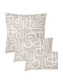 Taie d'oreiller en percale de coton Malu, Beige, blanc, larg. 50 x long. 70 cm