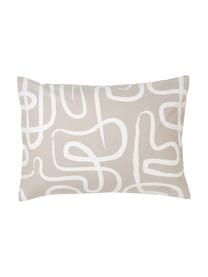 Taie d'oreiller en percale de coton Malu, Beige, blanc, larg. 50 x long. 70 cm